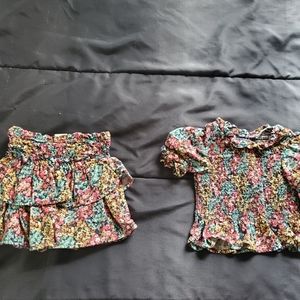 girl 2t flower print top and matching skort